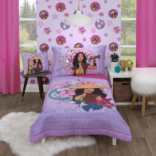 Vista 18 de Disney Ariel Sea Garden - Juego de cama para niños pequeños de 4 piezas - Edredón, sábana bajera, sábana encimera, funda de almohada reversible