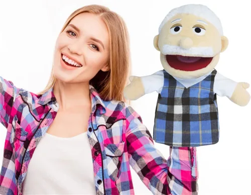 Vista 3 de Marionetas de mano encantadoras para la familia, con apertura de boca, marionetas de peluche, juguetes para juegos de rol, juguete de enseñanza