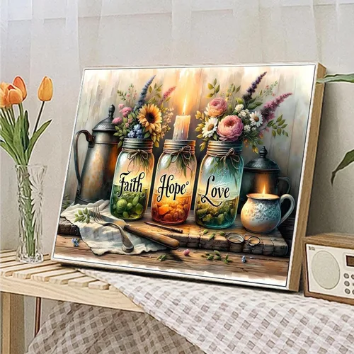 Vista 4 de JATOK 3 paquetes de pintura por números para adultos, paisaje sobre lienzo enrollado de colores con 3 juegos de pigmentos, pintura acrílica fácil