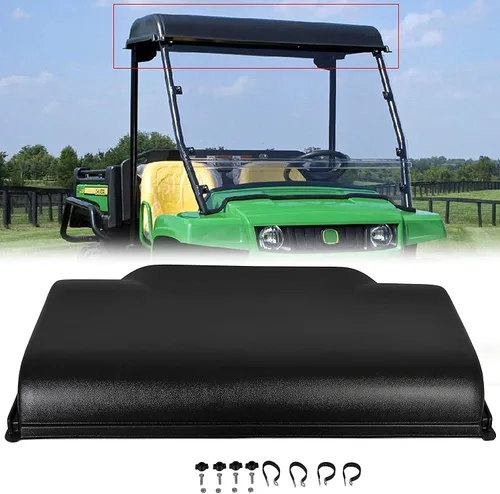 Vista 2 de Kojem Cubierta rígida compatible con John Deere Gator TS/TX/TE 2005-2020, toldo de tractor negro, resistente al viento y a la lluvia