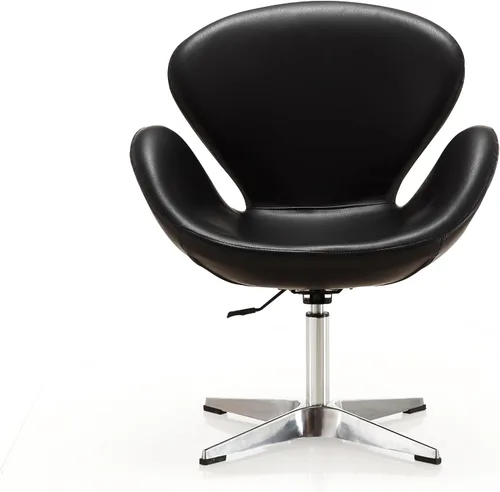 Vista 5 de Manhattan Comfort Raspberry - Silla giratoria ajustable con giro de 360°, base de cromo pulido, diseño retro moderno, asiento versátil ideal