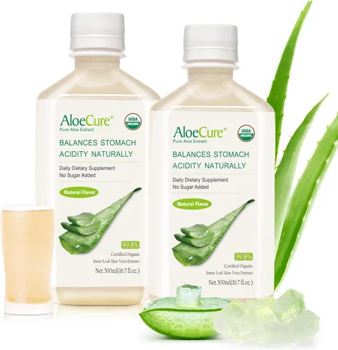 Vista 11 de AloeCure Jugo de aloe vera orgánico USDA hecho dentro de las 12 horas de la cosecha - Jugo puro de aloe natural, suplemento digestivo para apoyar