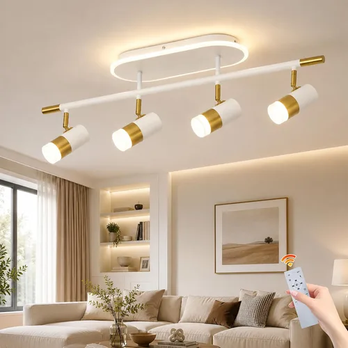 Vista 12 de Jaycomey Lámpara LED de 4 luces con control remoto, focos de luz de techo regulables de 41 W, ajustable de 3000 K-6500 K, moderna lámpara de techo