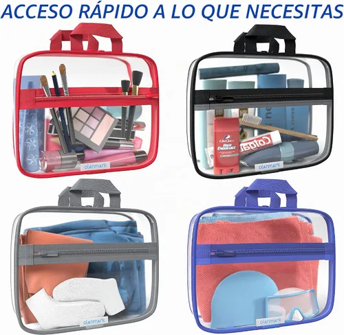 Vista 3 de Olanmark Neceser transparente - Bolsa de maquillaje de PVC - Estuche de viaje grande transparente para cosméticos - Cubo de embalaje transparente