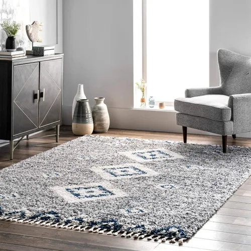 Vista 16 de nuLOOM Transitional Regina Shag - Alfombra decorativa, 3 x 5, color azul