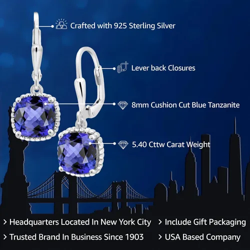Vista 59 de Gem Stone King Aretes colgantes de plata de ley 925 de 0.315 pulgadas para mujer