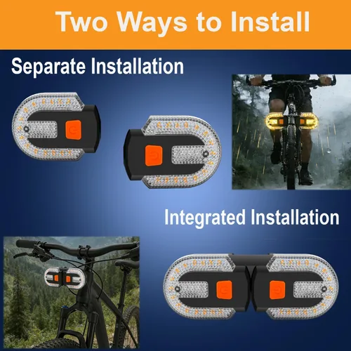 Vista 3 de Señales de giro para bicicleta, intermitentes para bicicleta eléctrica con bocina, luz trasera de bicicleta, 5 modos, impermeable, estroboscópica