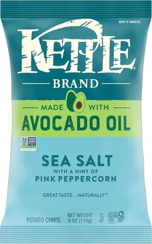 Vista 10 de Kettle Brand Fabricado con chips de vinagre de sidra de manzana y aceite de aguacate, bolsa de 6 onzas