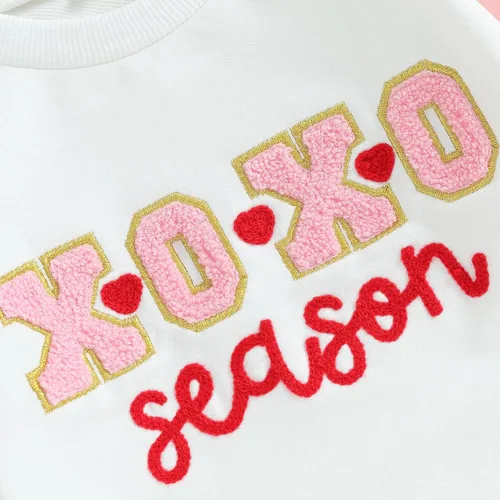 Vista 102 de SOLILOQUY Traje de manga larga con cuello redondo para el primer día de San Valentín para bebé niño y niña, mameluco de corazón de amor