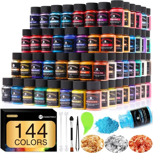 Vista 43 de CHANGTIKEJI Polvo de Mica, 24 Colores - 10g/Botella de Polvo de Pigmento Natural para Resina Epoxy, Fabricación de Jabón, Velas, Brillo de Labios
