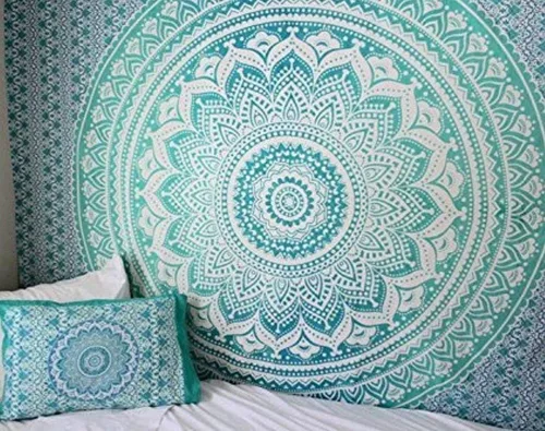 Vista 15 de RAJRANG - Tapiz de mandala grande para dormitorio y sala de estar, tapices de algodón para colgar en la pared