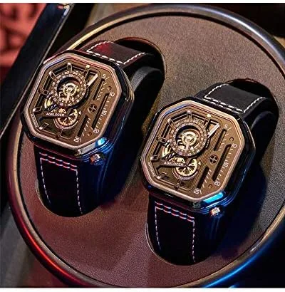 Vista 7 de AGELOCER Reloj cuadrado luminoso de acero inoxidable de lujo automático mecánico para hombre