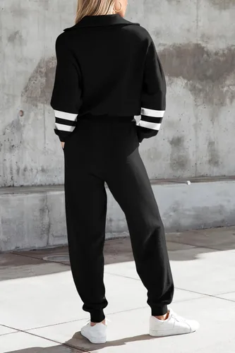 Vista 107 de PRETTYGARDEN Conjunto de suéter de 2 piezas para mujer, sudadera con cremallera, pantalones deportivos, ropa casual