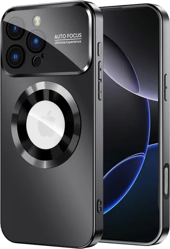 Vista 18 de MAKAVO Funda magnética para iPhone 12 Pro, compatible con MagSafe, protector de lente de cámara integrado, vista de logotipo, funda de teléfono a