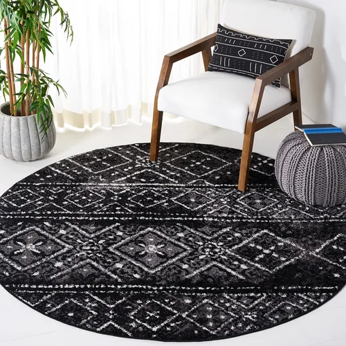 Vista 17 de SAFAVIEH Alfombra de área 8x10 - Colección Adirondack - Grande - Negro y plateado, diseño marroquí bohemio, no suelta pelusa y fácil de limpiar