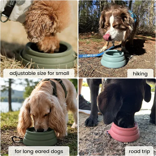 Vista 4 de OHMO Tazón de Agua para Perros Colapsable a Prueba de Derrames 24oz para Autos, Tazones Portátiles sin Salpicaduras para Viajes de Perros