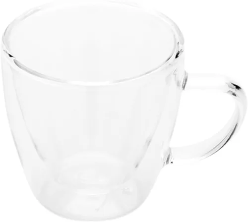 Vista 2 de Restaurantware Forma - Tazas pequeñas de 3 onzas para café expreso, 10 tazas transparentes de doble pared, mango integrado que no se astilla, tazas