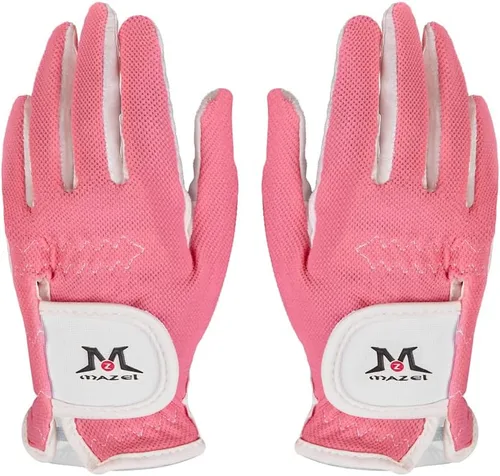 Vista 11 de MAZEL Guantes de golf para niños y niñas, para mano derecha e izquierda (1 par) guantes de golf transpirables de microfibra para jóvenes, blanco