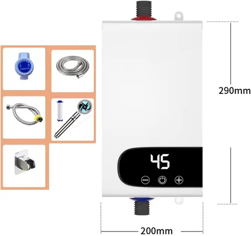 Vista 9 de Calentador de agua caliente instantáneo eléctrico Ducha eléctrica sin tanque Ducha Agua caliente Cocina Baño Calentador de agua instantáneo