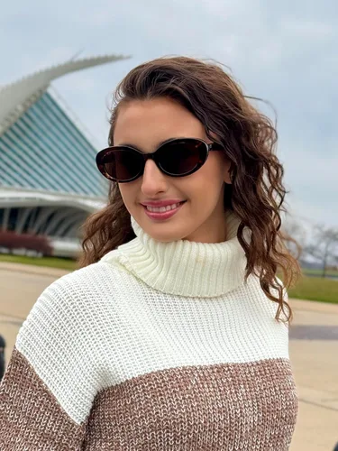 Vista 2 de FEISEDY Gafas de sol para mujer, Retro Oval Gafas de sol para hombre, Pequeño estilo de los años 90 B4128
