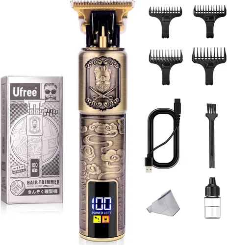 Vista 8 de Ufree Cortadora de barba para hombres, Cuchillas en T de separación cero, Cortapelos inalámbrico, Afeitadoras eléctricas para hombres, Kit de aseo