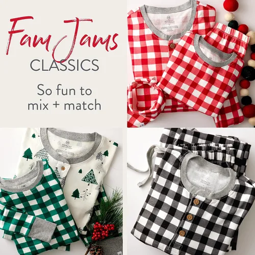 Vista 6 de HonestBaby - Pijamas navideñas a juego para la familia, de algodón 100% orgánico, para hombres, mujeres, niños, bebés, niñas, mascotas