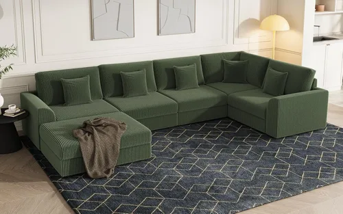 Vista 12 de Sofá seccional modular de 146", en forma de U de gran tamaño, sofá cama convertible, asiento profundo cómodo sofá nube con otomana y 5 almohadas