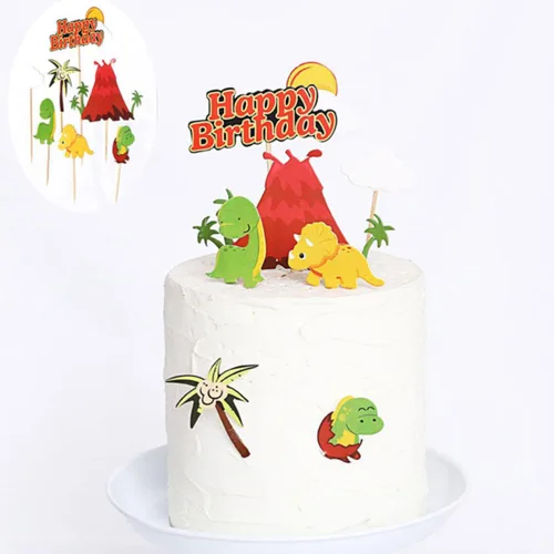 Vista 3 de 22pcs Dinosaur Cake Toppers Paper Picks for Cake Dessert Party