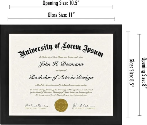 Vista 2 de Americanflat - Marco de diploma de 8.5 x 11 pulgadas con vidrio resistente a las roturas - Marcos de documentos con madera de ingeniería - Colección