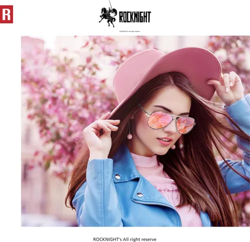 Vista 2 de ROCKNIGHT Gafas de sol polarizadas de estilo aviador para hombres y mujeres, con montura metálica, estilo Flat Top, gafas de sol ligeras