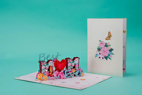 Vista 7 de Paper Love Best Mom Pop Up - Tarjeta de felicitación para el día de la madre hecha a mano en 3D, tarjetas de felicitación para el día de la madre, 5