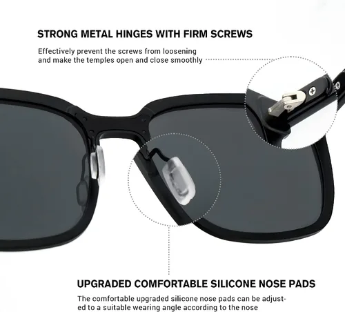 Vista 5 de Zeelool Gafas de sol polarizadas cuadradas de magnesio de aluminio para mujeres y hombres, protección UV400, unisex, marco de metal ligero ZSM0064