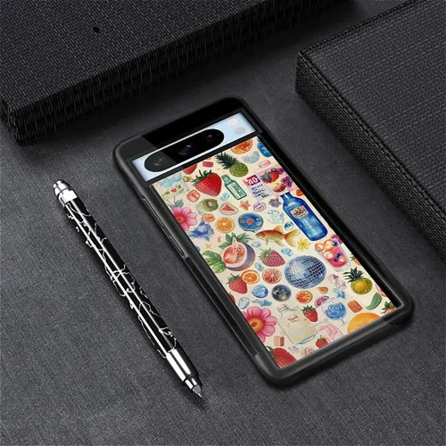Vista 586 de Compatible con Google Pixel 4A 5G Mobile Case Creative Acrylic Panel trasero Silicona Protección Grip especialmente diseñado para Google Pixel 4A 5G