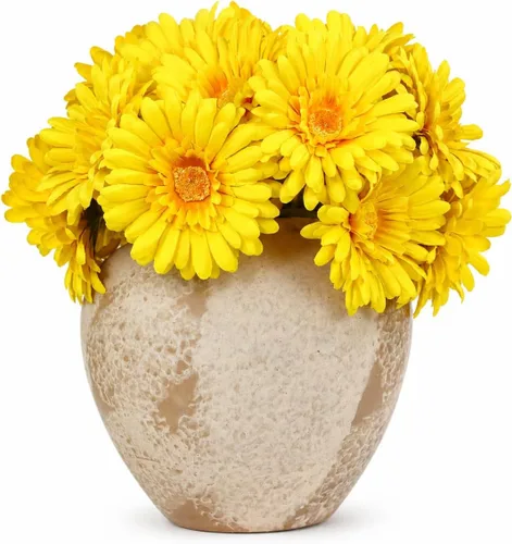 Vista 11 de TOPIA Margaritas africanas artificiales, margaritas africanas, flores de seda, gerberas artificiales, paquete de 10 unidades (negro)