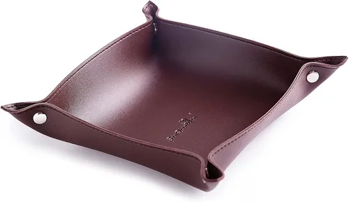 Vista 19 de PU Leather Jewelry Valet Tray for Women and Man (Brown-B)