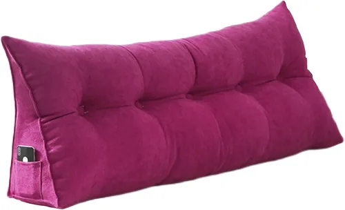 Vista 14 de Almohada de lectura extragrande para cabecero, almohada triangular de apoyo para la espalda, almohada extraíble de terciopelo para cabecero