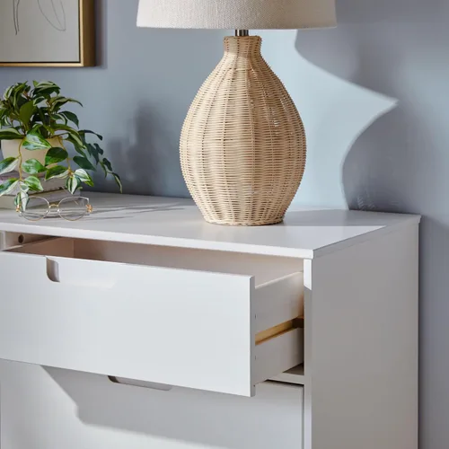 Vista 5 de Walker Edison Sloane - Cómoda de madera maciza con mango ranurado de 6 cajones, 52 pulgadas, color blanco