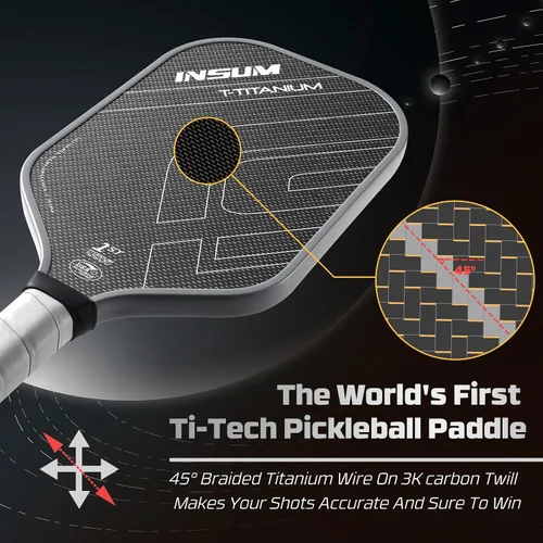Vista 3 de INSUM Pickleball Paddles, Carbon Fiber Pickleball Paddle with Power Polymer Core, USAPA Approved, Pro Pickleball Rackets for Ultimate Spin &