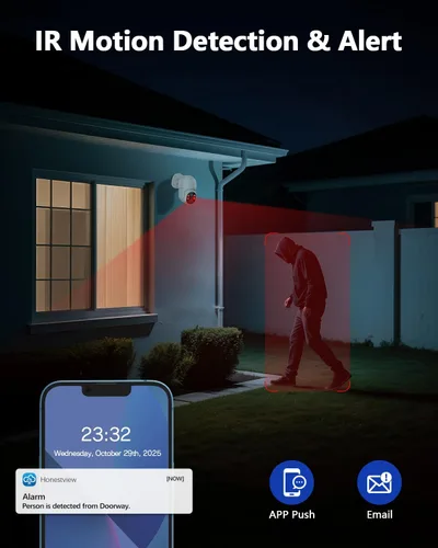Vista 8 de 【Almacenamiento de 90 días y 4K Ultra HD】 Sistema de cámara de seguridad con cable, cámaras de seguridad POE para exteriores, sistema de cámara IP