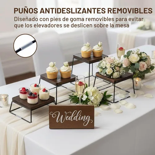Vista 3 de MyGift Juego de soporte de exhibición de postre de 4 piezas, elevadores