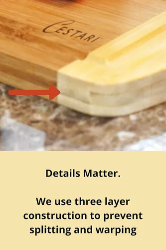 Vista 4 de Tabla de cortar de madera para cocina: tabla de cortar de madera de bambú orgánico con ranuras para jugos - La mejor tabla de cortar de madera