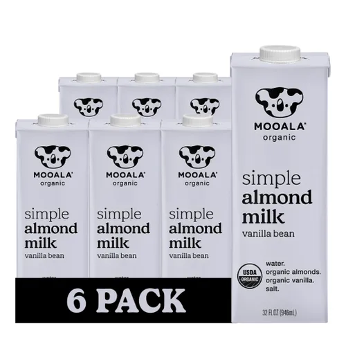 Vista 10 de Mooala Leche de Almendra Simple Orgánica, 32oz - 3 Ingredientes, Estable en Estantería, Sin Gomas, Sin Aceites, Sin Rellenos, Sin Azúcar, No