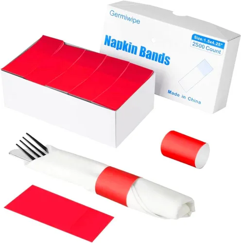 Vista 11 de Germiwipe - 2500 servilletas autoadhesivas de papel negro Bandas de cubiertos, servilleteros perfectos para fiestas de cumpleaños, bodas
