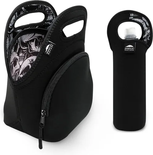 Vista 11 de Nordic By Nature Lonchera térmica de neopreno hecha para mujeres, hombres y niños, incluye enfriador de botellas grandes de 12 pulgadas, ligera