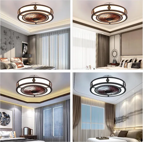 Vista 4 de LOYALHEARTDY Ventilador de techo rojo de 20 pulgadas con control remoto de luz LED, temporizador de 6 velocidades de 1/2/4 horas, silencioso
