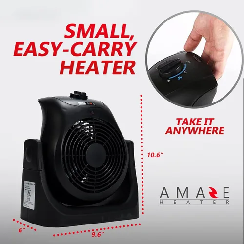 Vista 7 de Amaze-Heater Calentador y ventilador Dual Comfort de 1500 W, portátil, eficiencia energética, estilo moderno, uso en interiores