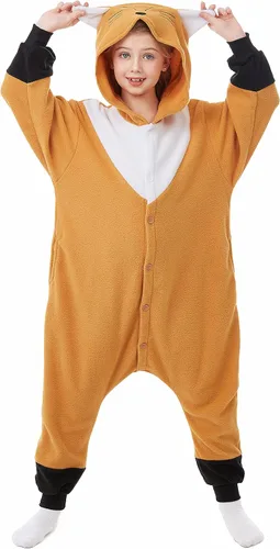 Vista 4 de CANASOUR - Pijama tipo mameluco para niñas y niños, unisex, de anime y de una pieza, para Halloween, Navidad, fiesta de disfraces y Cosplay, talla 4T