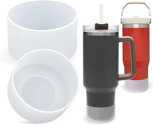 Vista 13 de 4 posavasos de silicona antideslizantes ecológicos para vaso de 20 oz, 30 oz (4 colores (BK+BN+GN+BU) 2.756 in)