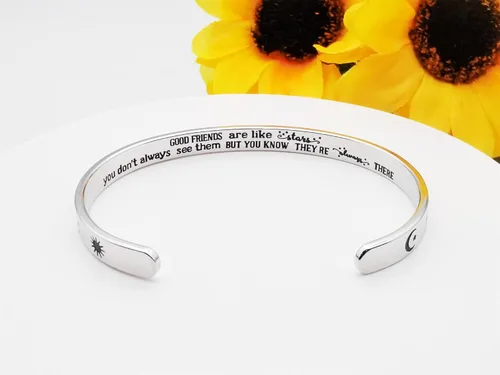 Vista 117 de Pulseras inspiradoras para mujer, joyería de acero inoxidable, con refranes, pulsera motivacional con mensaje oculto, pulseras grabadas para mejor