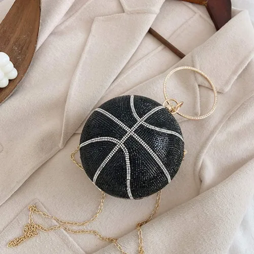 Vista 5 de ValiCLUD - Bolso de noche para mujer, redondo, con forma de baloncesto